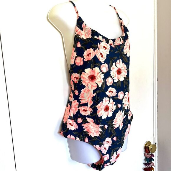 TORI PRAVER SIZE XL 12+ NAVY BLUE FLORAL ONE PIECE SWIM SUIT - Picture 6 of 12